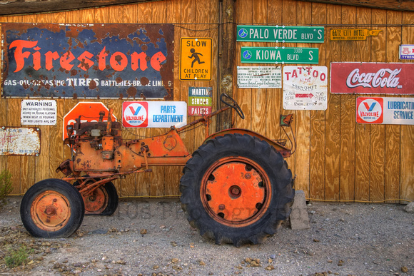 Tractor with signs